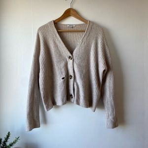 Beige Madewell Ribbed Cardigan